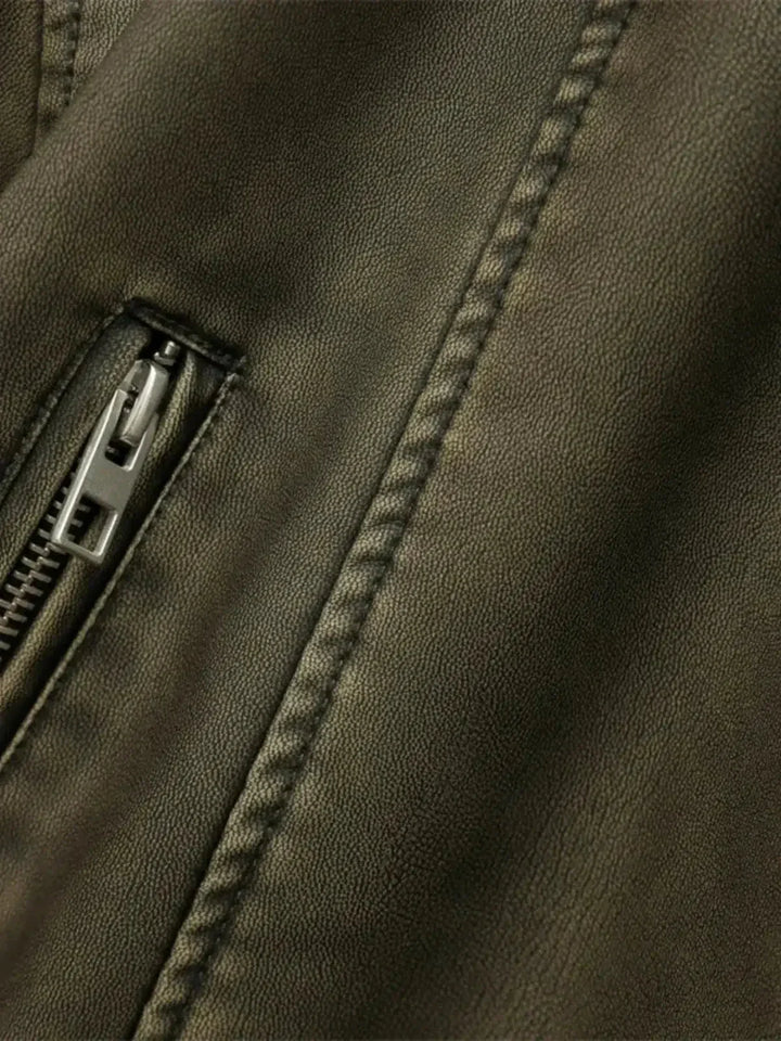 Duttini | Cropped Fitted Belted Biker Jacket