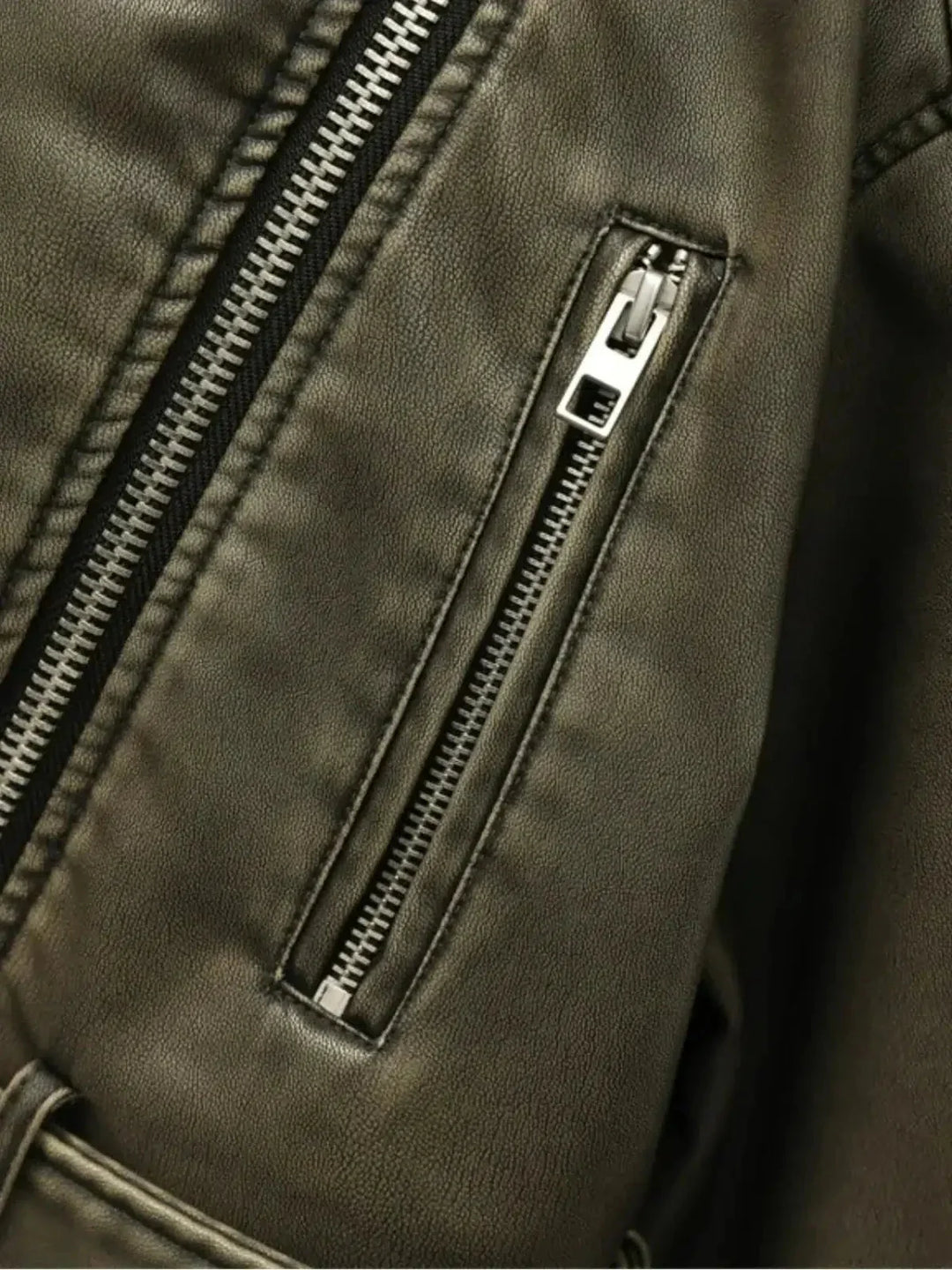 Duttini | Cropped Fitted Belted Biker Jacket