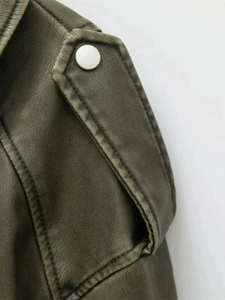 Duttini | Cropped Fitted Belted Biker Jacket