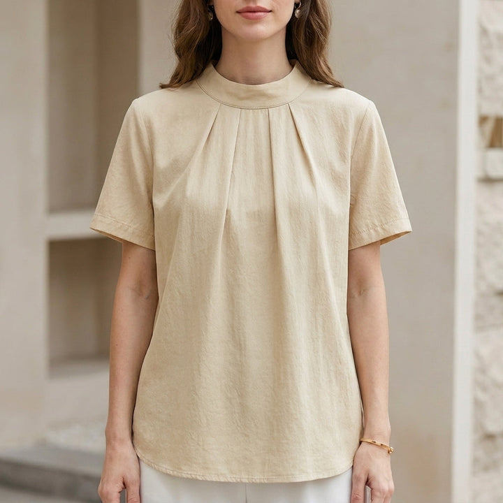Duttini | Elegant Minimalist Tie-Back Blouse With Soft Pleated Neckline