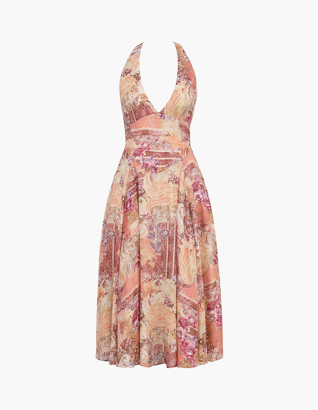 Duttini | Paisley Patchwork Print Halter Midi Dress
