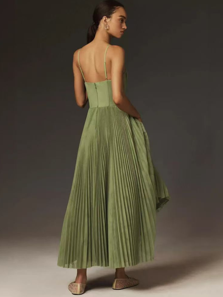 Duttini | Sculpted Pleated Maxi Dress with a Flattering Silhouette