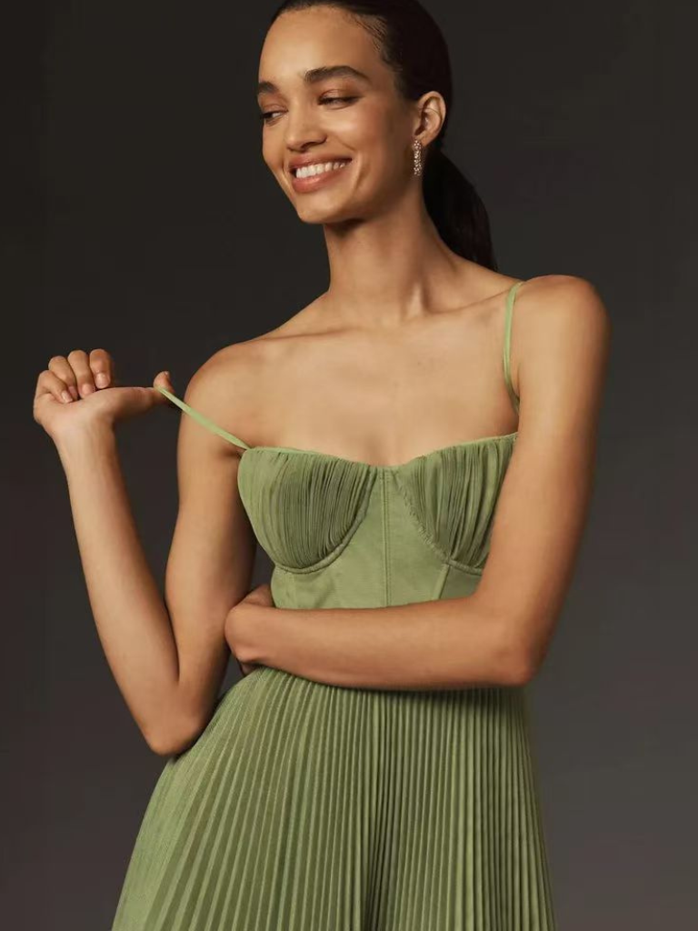 Duttini | Sculpted Pleated Maxi Dress with a Flattering Silhouette