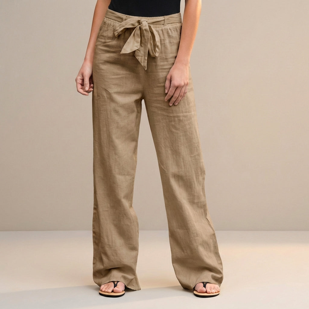 Duttini | Modern High-Waist Wide-Leg Trousers With Self-Tie Waistdetail