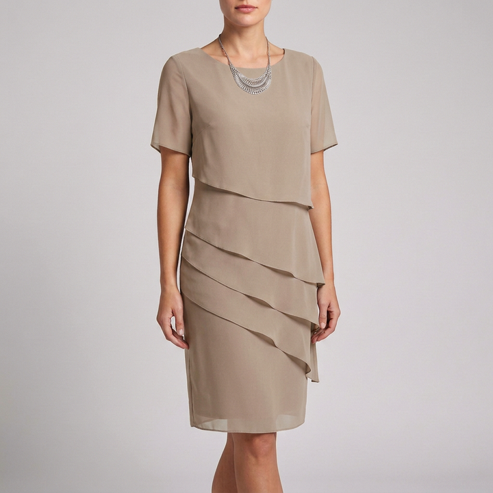 Duttini | Flowing Tiered Dress With Ruffled Sheer Sleeves