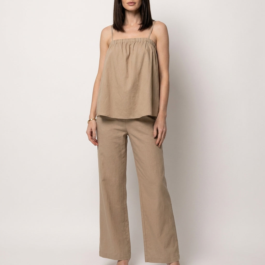 Duttini | Graceful Relaxed Coastal Camisole And Wide-Leg Pants Set