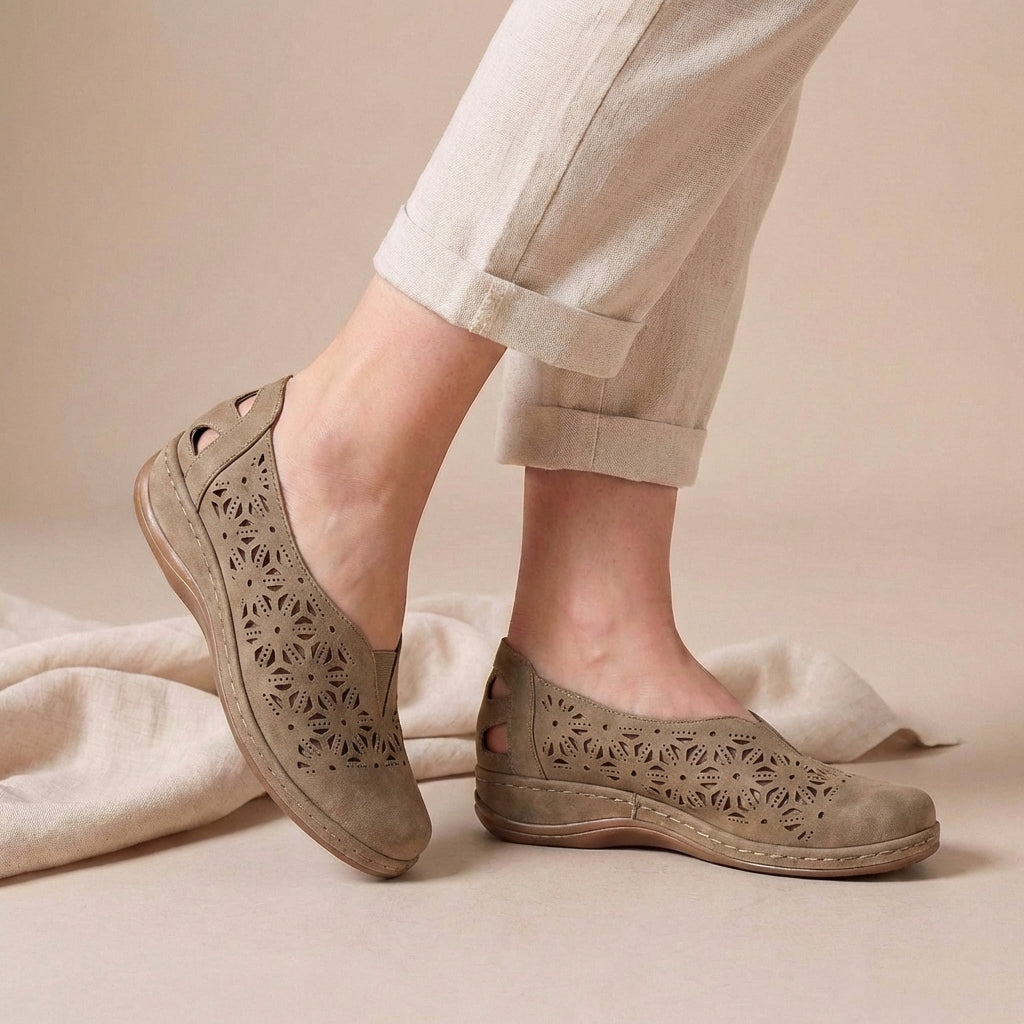 Duttini | Cushioned Breathable Cutout Comfort Flats For Effortless Summer Days
