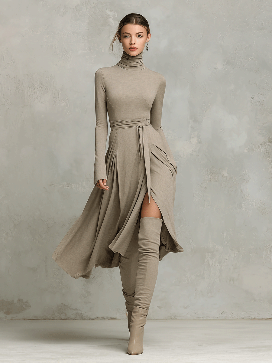 Duttini | Knit Long Sleeve Evening Dress