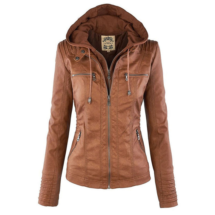 Duttini | Women's Hooded Zip-Up Biker Jacket