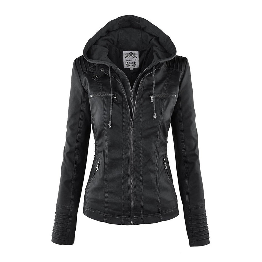 Duttini | Women's Hooded Zip-Up Biker Jacket