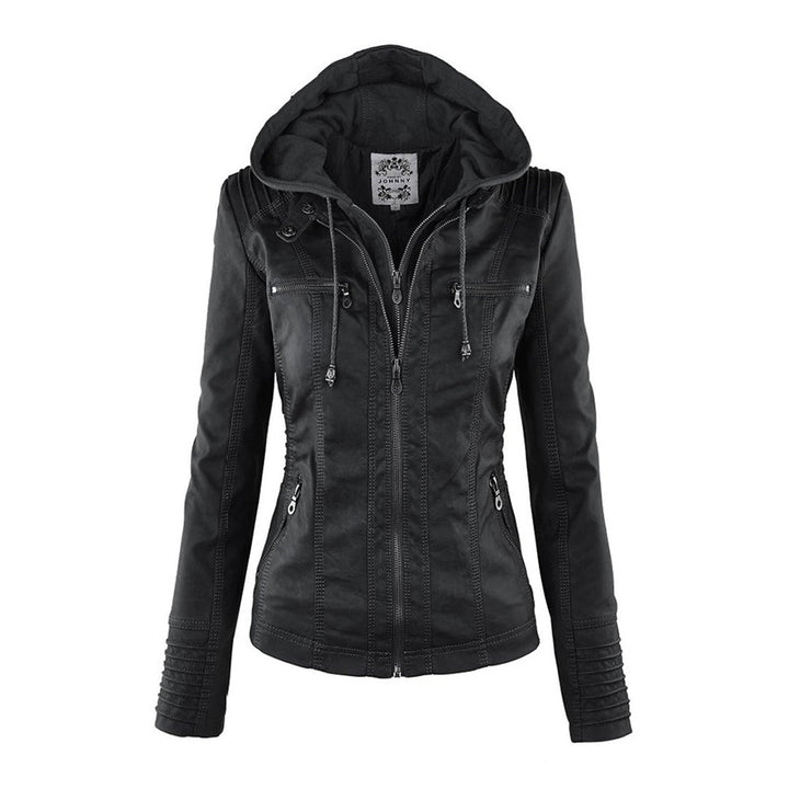 Duttini | Women's Hooded Zip-Up Biker Jacket