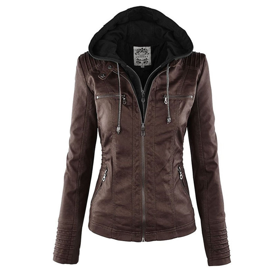 Duttini | Women's Hooded Zip-Up Biker Jacket