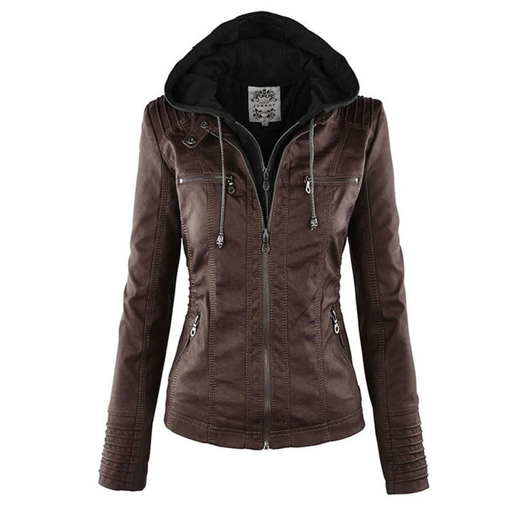 Duttini | Women's Hooded Zip-Up Biker Jacket