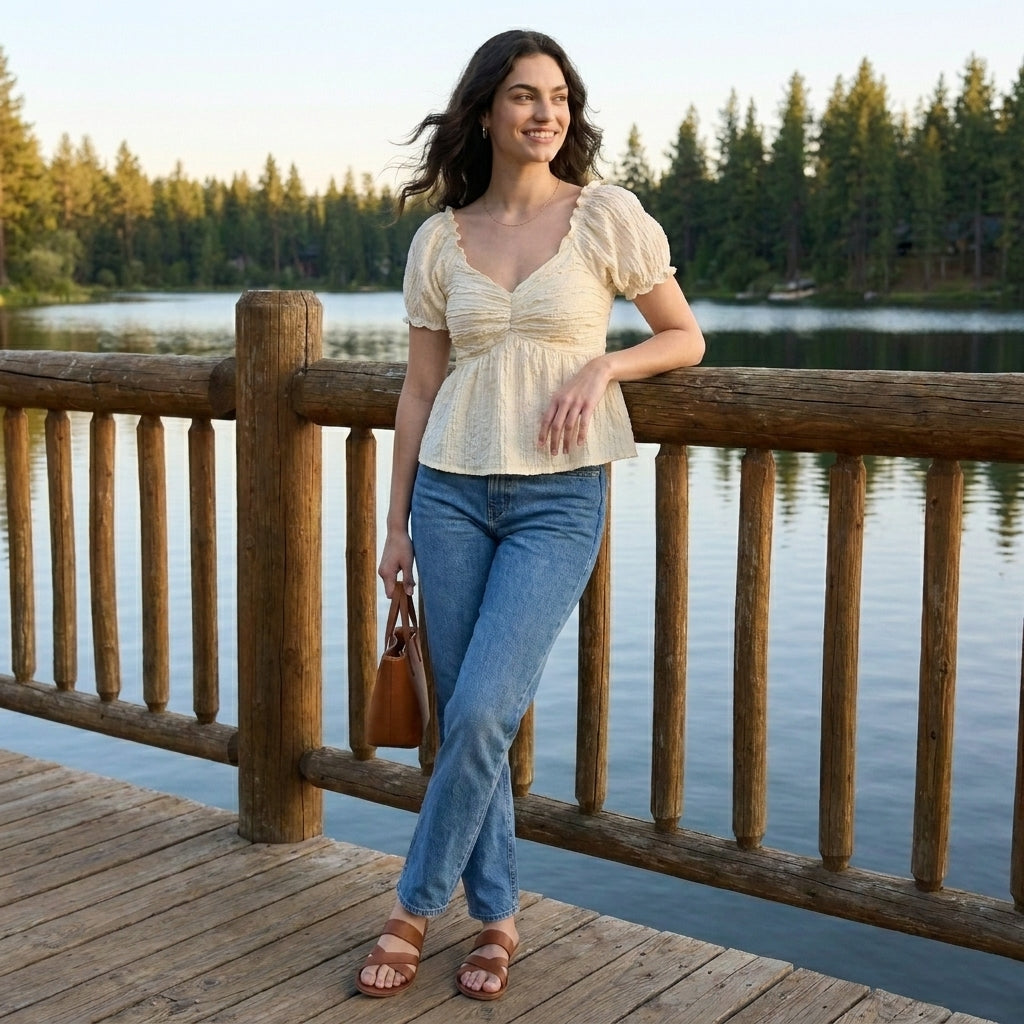 Duttini | Romantic Puff Sleeve Sweetheart Peplum Blouse