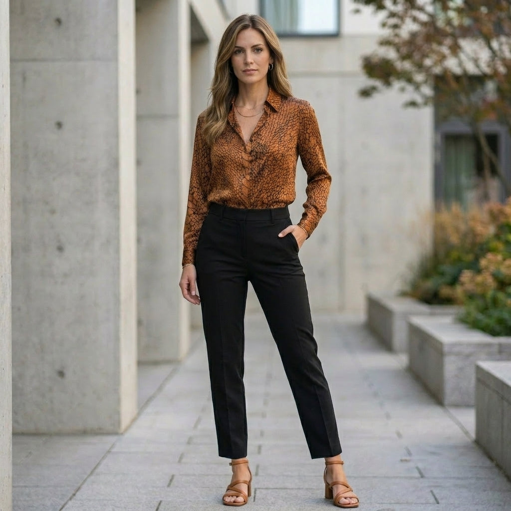 Duttini | Sculpted Snakeskin Print Blouse With Elegant Tailored Silhouette