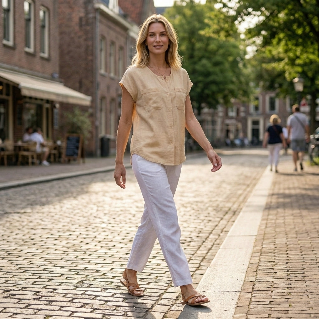 Duttini | Timeless Relaxed Sleeveless Button-Up Blouse With Soft Drape And Front Pockets