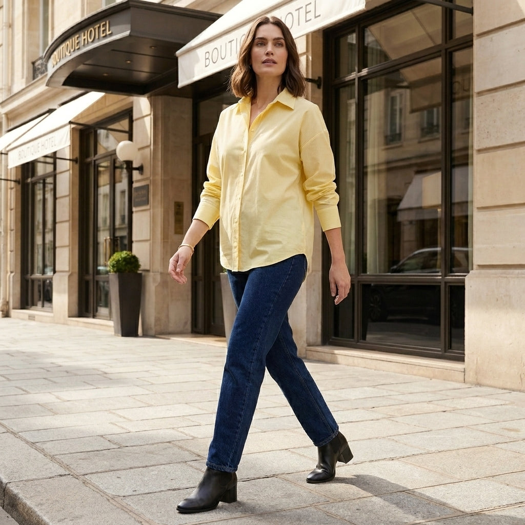 Duttini | Flowing Relaxed Oversized Button-Up Shirt With Rolled Sleeve Detail