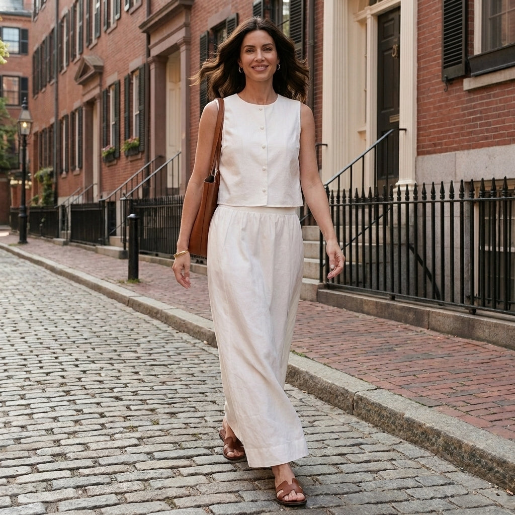 Duttini | Elegant Sleeveless Crop Top And Maxi Skirt Set