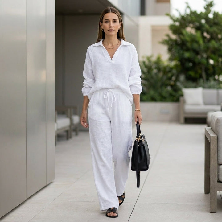 Duttini | Flowing Oversized Two-Piece Crinkle-Texture Suit With Relaxed Silhouette And Drawstring Waist