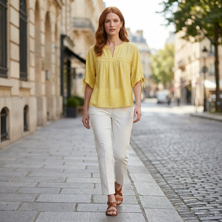 Duttini | Luxe Buttercup Breeze Gathered Sleeve Relaxed Blouse