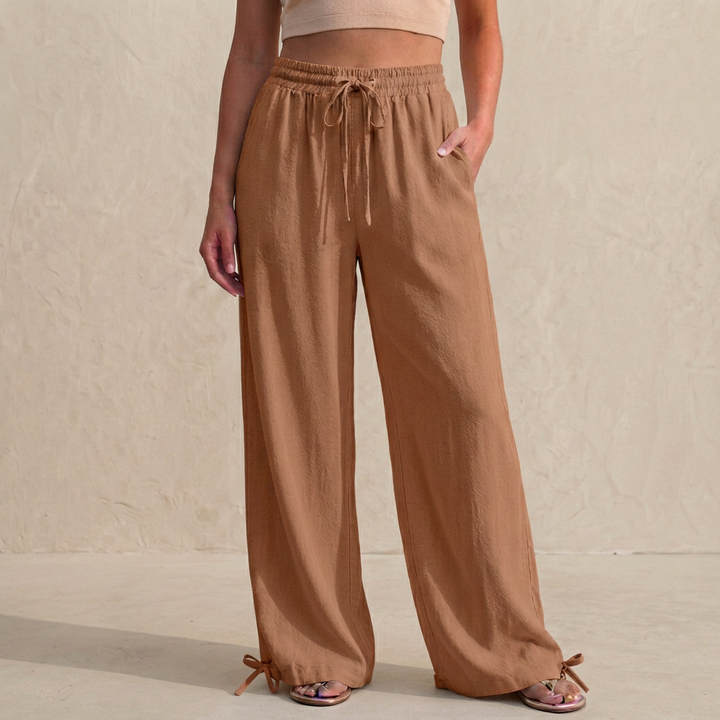 Duttini | Sophisticated Relaxed Wide-Leg Trousers With Drawstring And Ankle Tie Detail