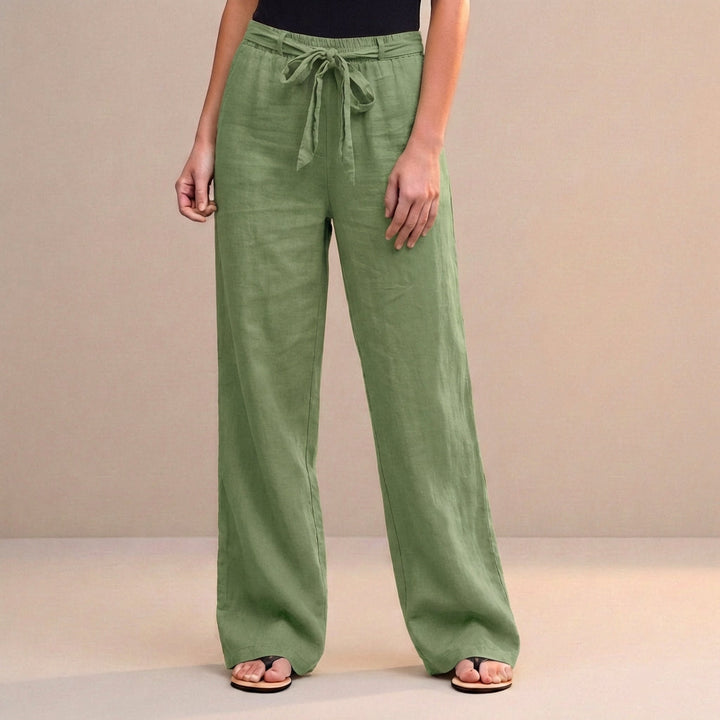 Duttini | Modern High-Waist Wide-Leg Trousers With Self-Tie Waistdetail