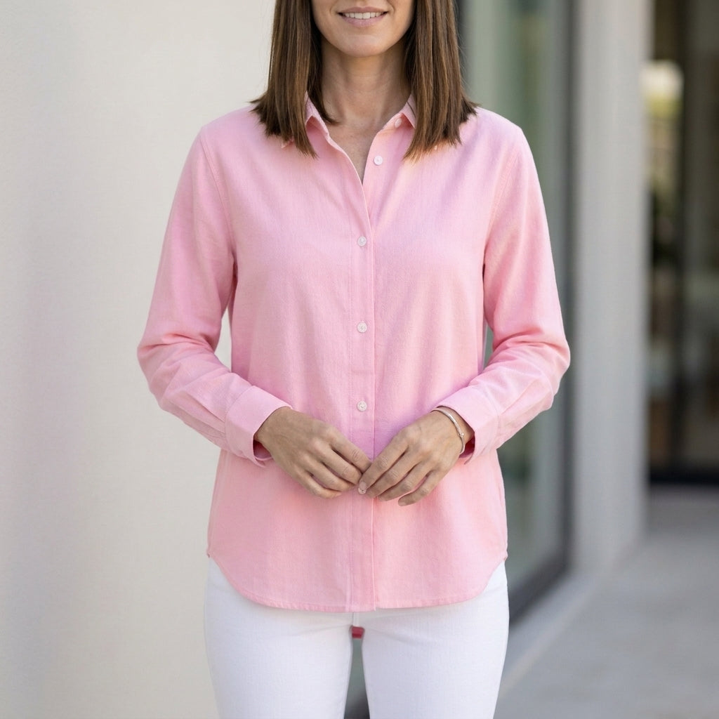 Duttini | Flowing Relaxed Button-Up Blouse With Rolled Sleeve Cuff Detail