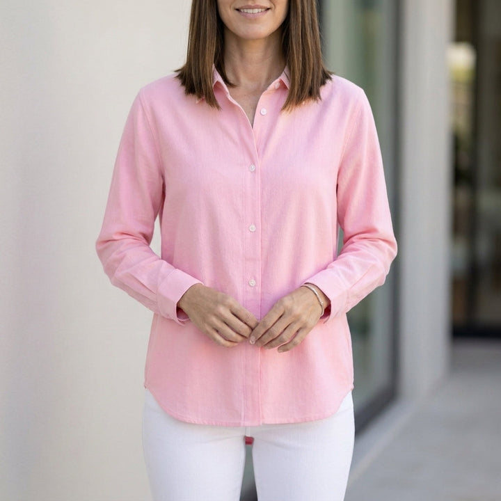 Duttini | Flowing Relaxed Button-Up Blouse With Rolled Sleeve Cuff Detail