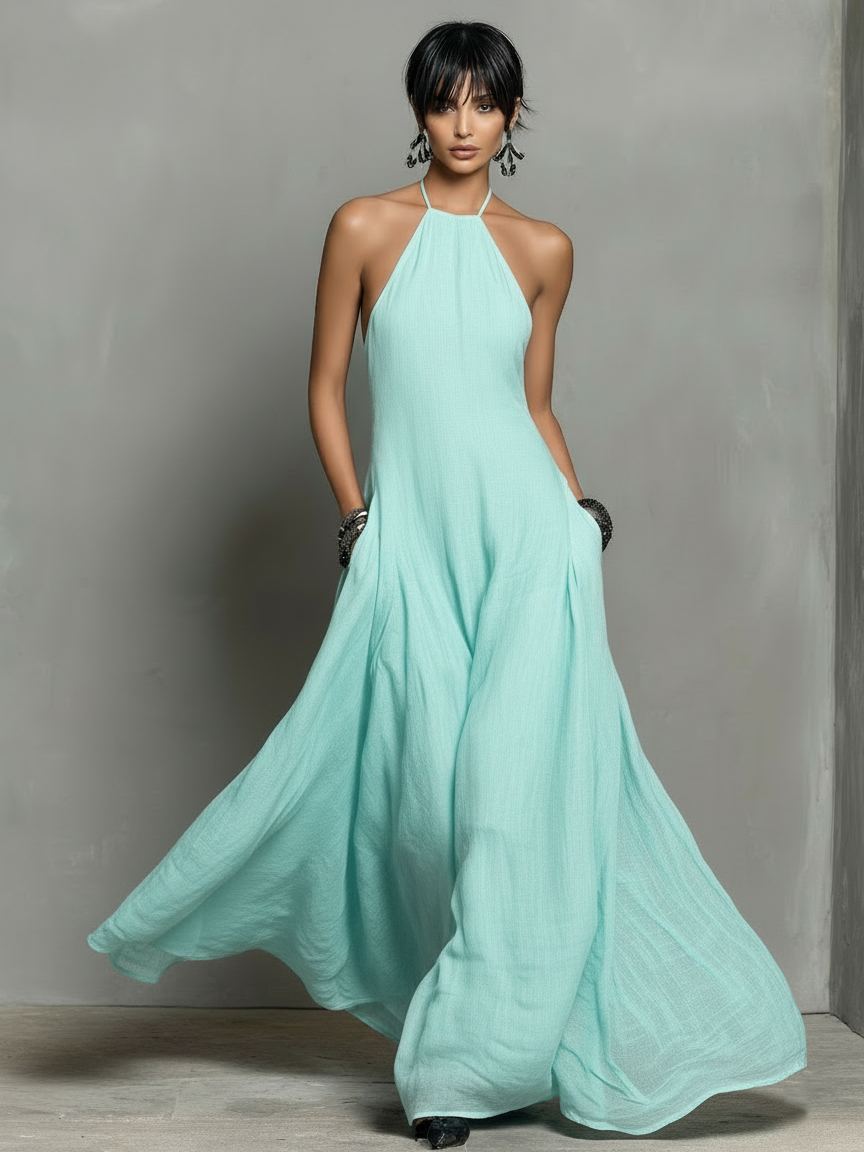Duttini | Linen Halter Neck Dress