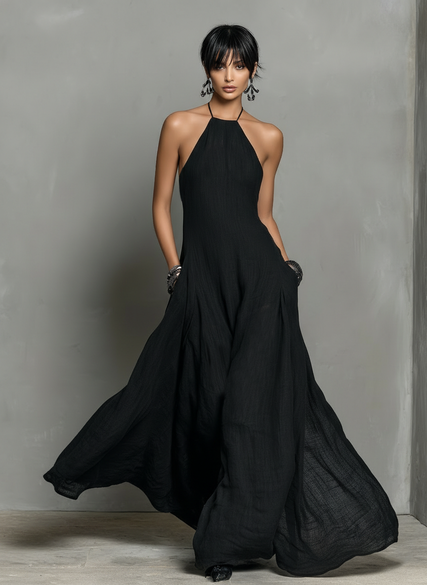 Duttini | Linen Halter Neck Dress