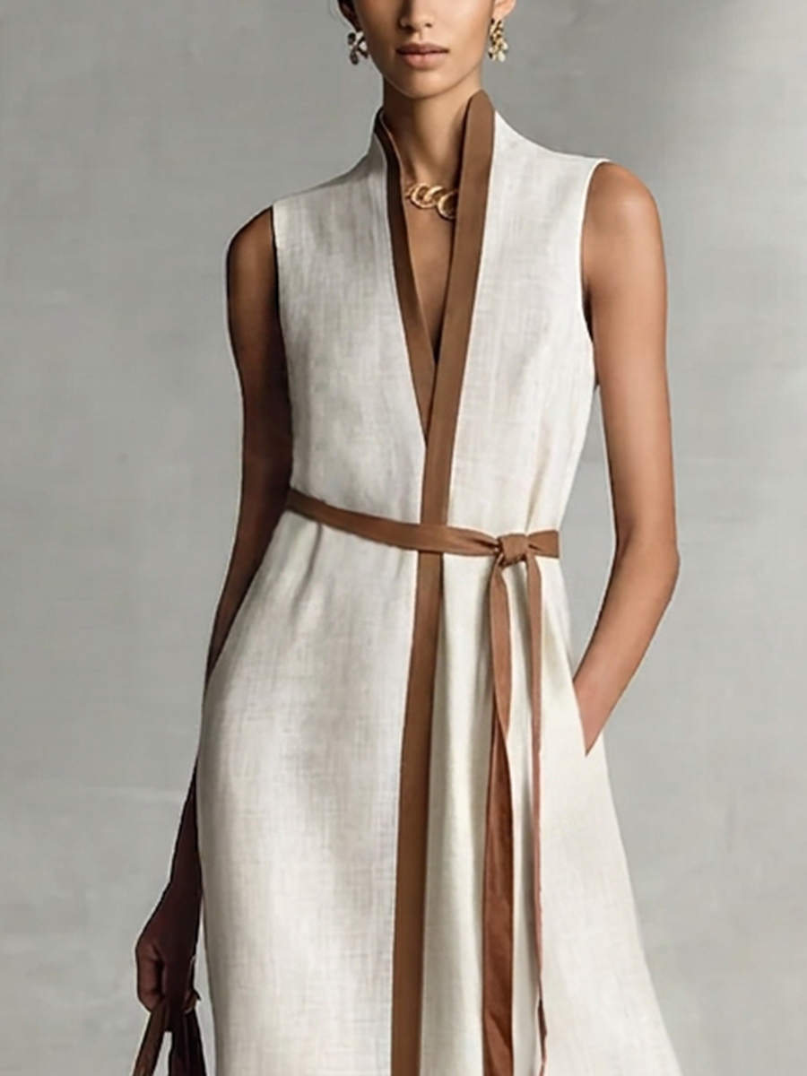 Duttini | Linen V-Neck Dress
