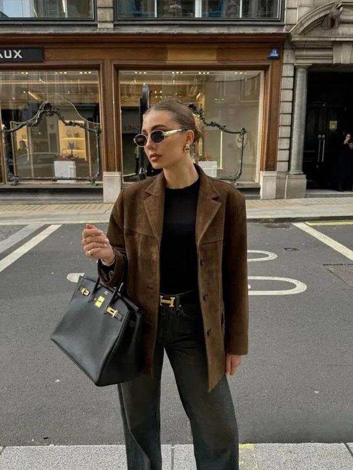 Duttini | Structured Shoulders Suede Blazer