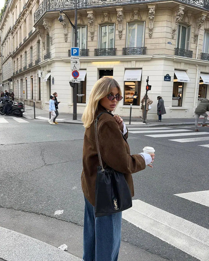 Duttini | Structured Shoulders Suede Blazer
