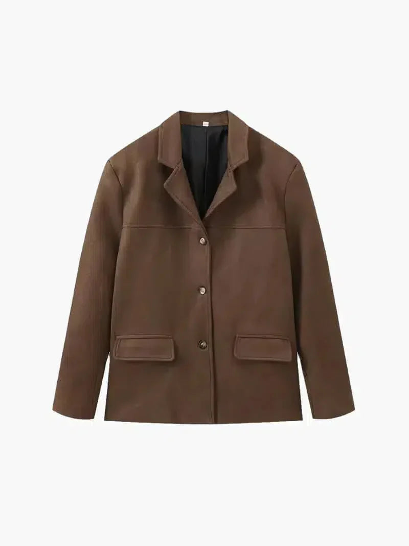 Duttini | Structured Shoulders Suede Blazer