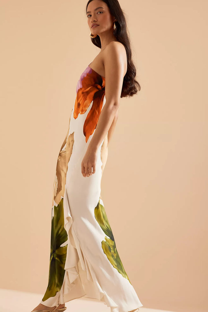Duttini | Floral Drape One-Shoulder Maxi Dress