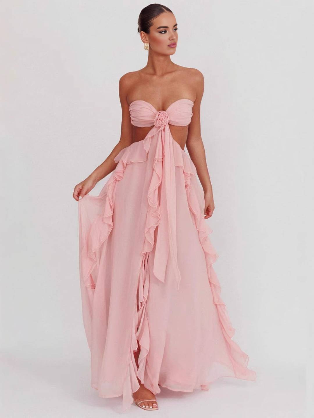 Duttini | Draped Chiffon Evening Gown