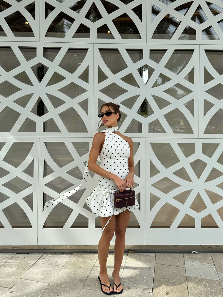 Duttini | Asymmetric Cut Polka Dot Mini Dress
