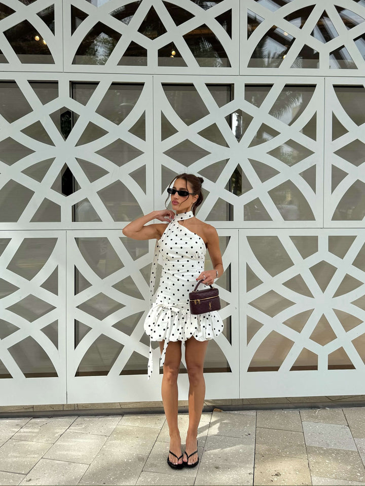 Duttini | Asymmetric Cut Polka Dot Mini Dress