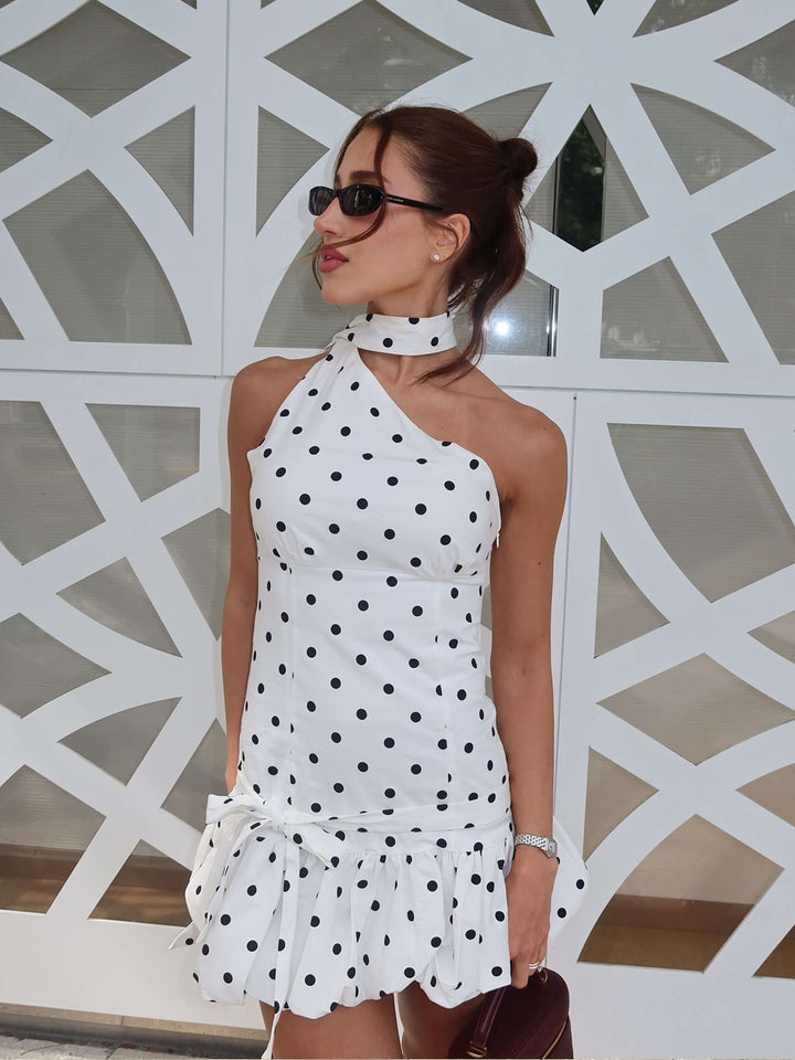 Duttini | Asymmetric Cut Polka Dot Mini Dress