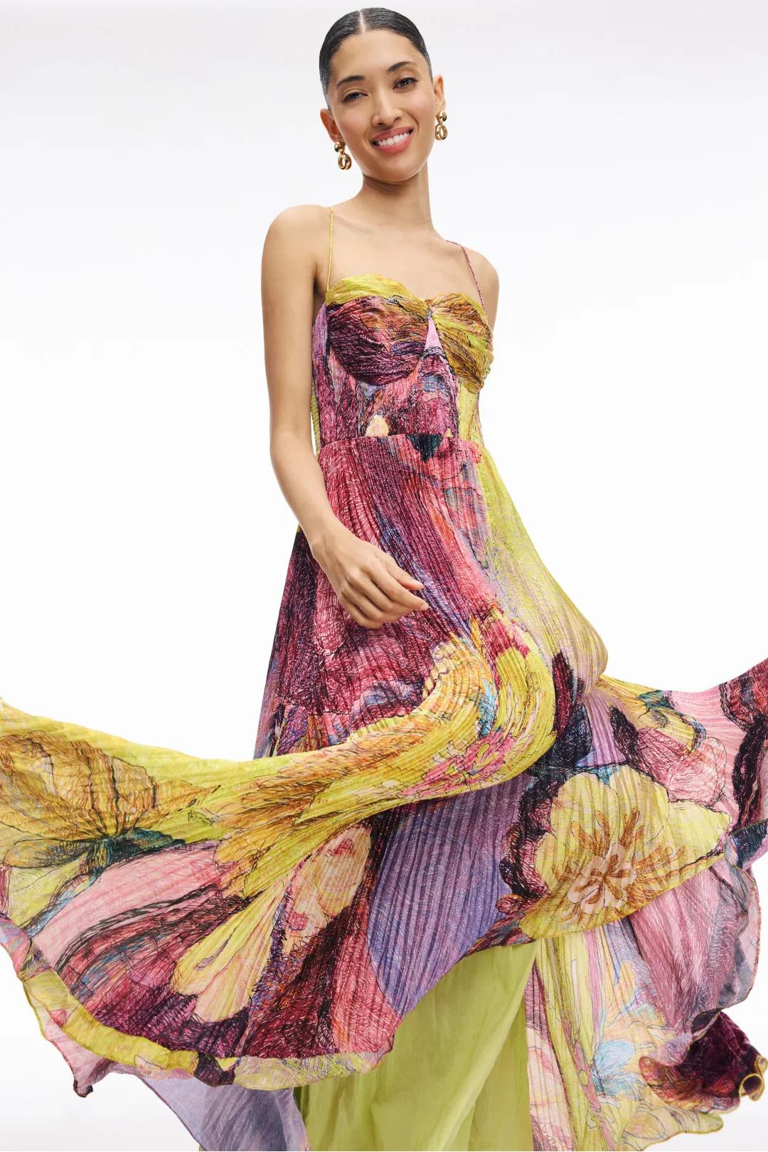 Duttini | Floral Pleated Maxi Dress