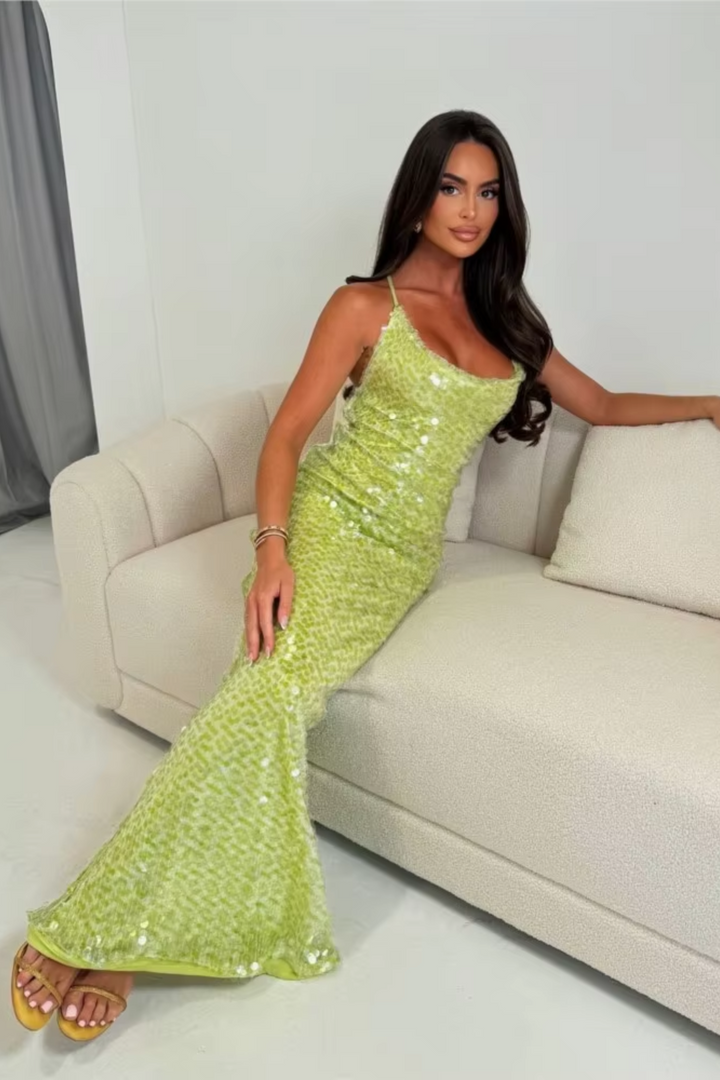 Duttini | Sequin Shimmer Strappy Evening Gown