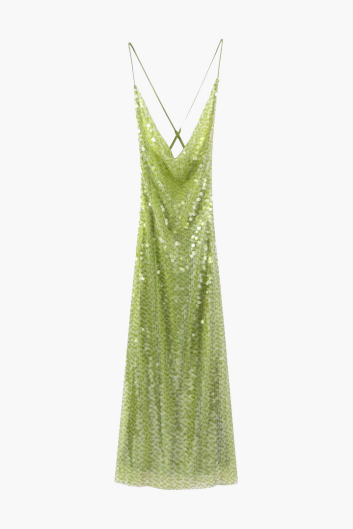 Duttini | Sequin Shimmer Strappy Evening Gown