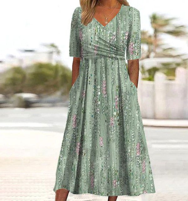 Duttini | Elegant Floral Summer Dress with Graceful Drape