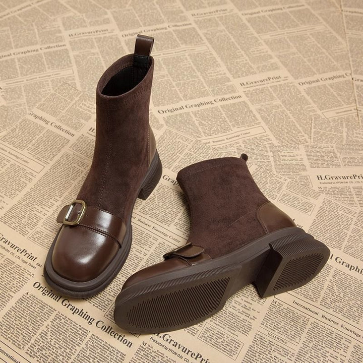 Duttini | Comfort-Fit Chunky Sole Buckle Detail Ankle Boots