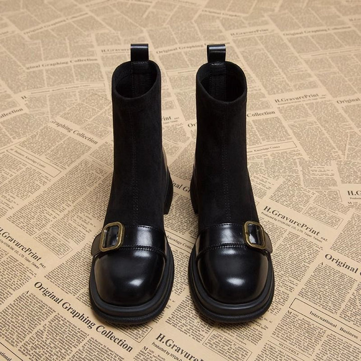 Duttini | Comfort-Fit Chunky Sole Buckle Detail Ankle Boots