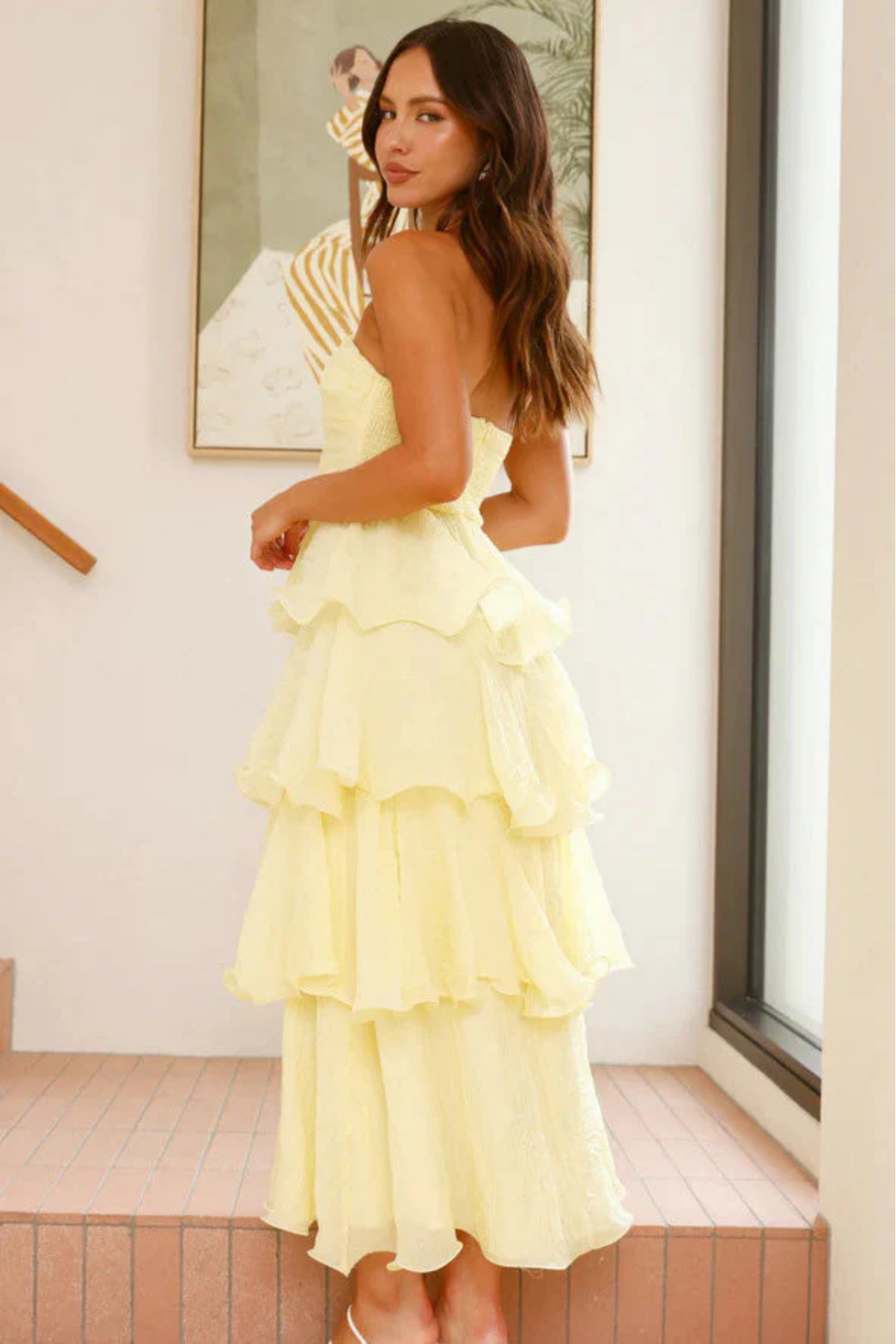 Duttini | Ruffled Tiers Strapless Maxi Dress