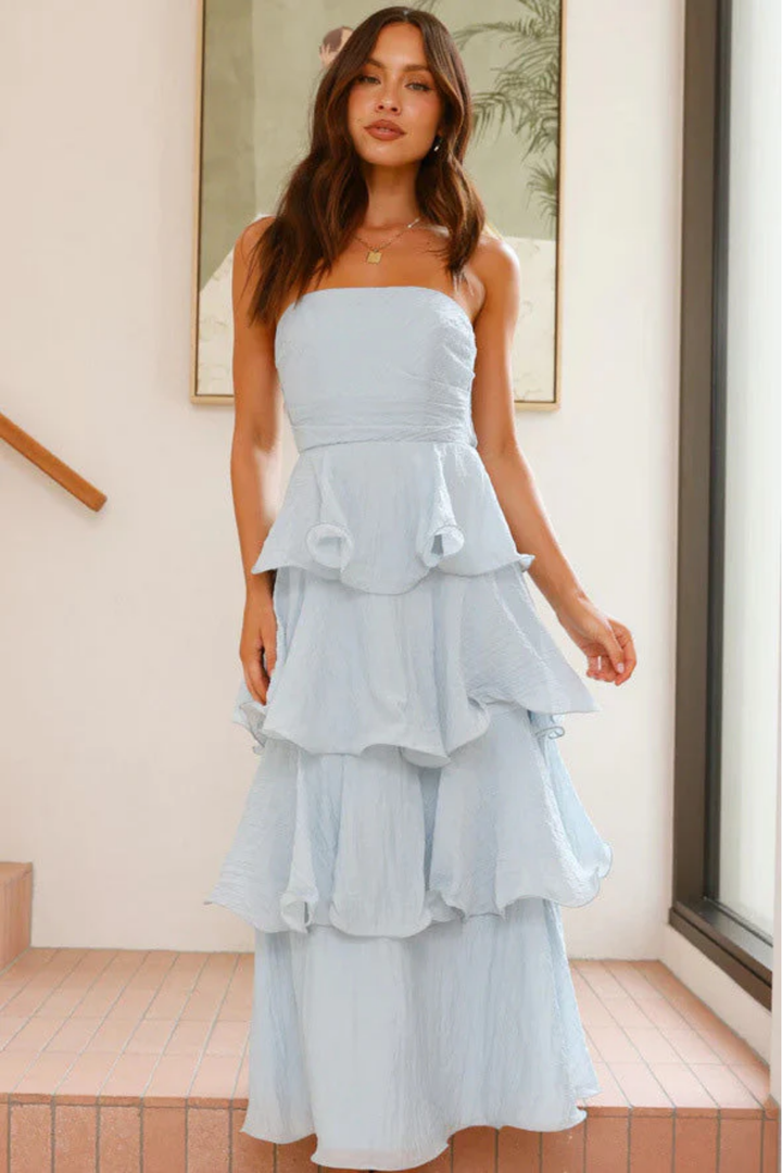 Duttini | Ruffled Tiers Strapless Maxi Dress