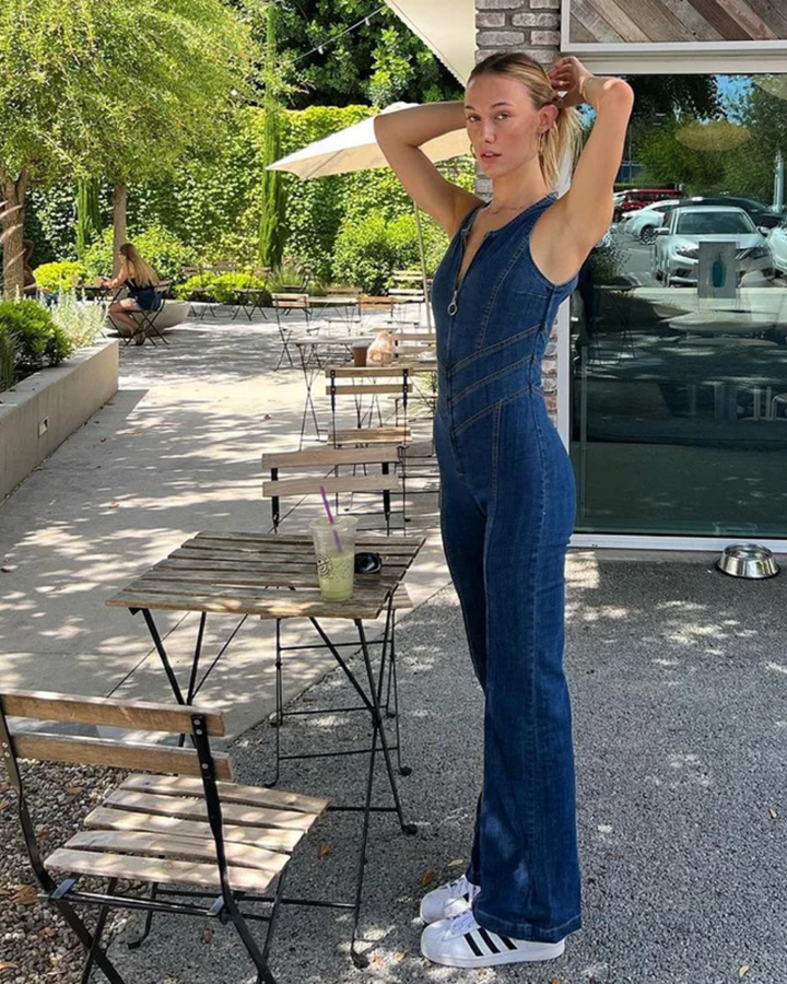Duttini | High-waisted denim jumpsuit