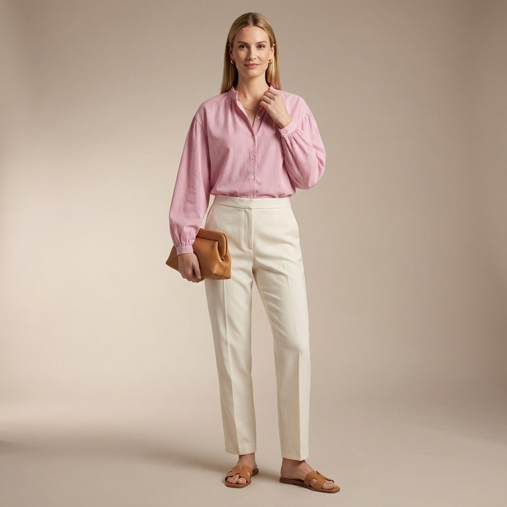 Duttini | Romantic Relaxed Silhouette Blouse With Ruffled Collar And Balloon Sleeves