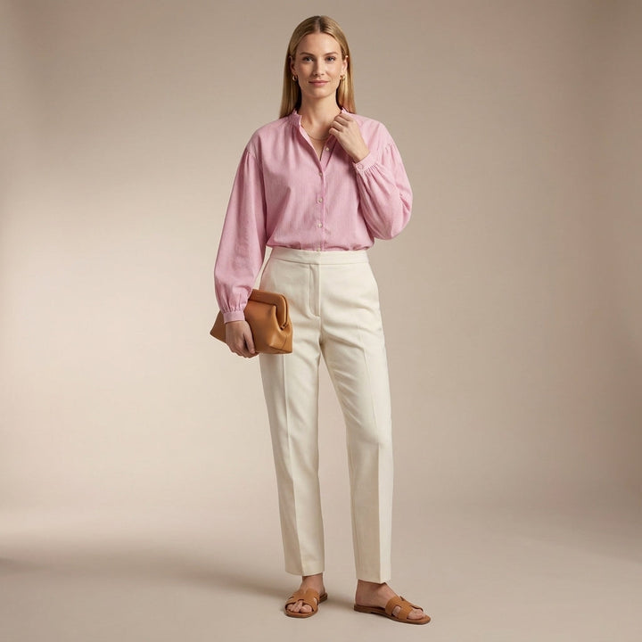 Duttini | Romantic Relaxed Silhouette Blouse With Ruffled Collar And Balloon Sleeves